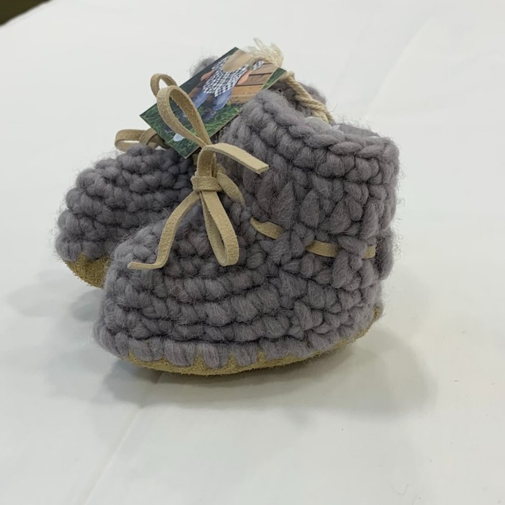 NWT Sweater Moccs Baby Booties, Gray, 0-6 mo